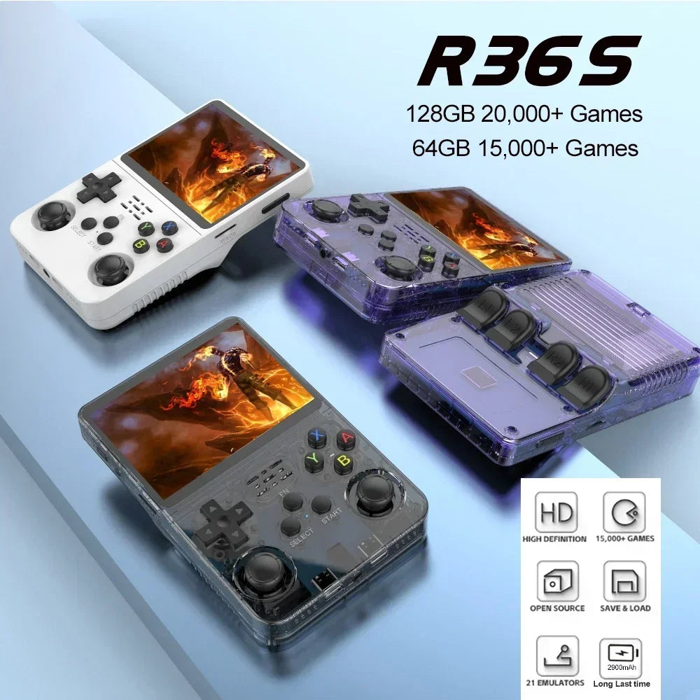 NEW R36S Retro Handheld Game Console Linux System 3.5 Inch IPS Screen Portable Pocket Video Player 64GB 128GB Games Kid Gift YM Tribe